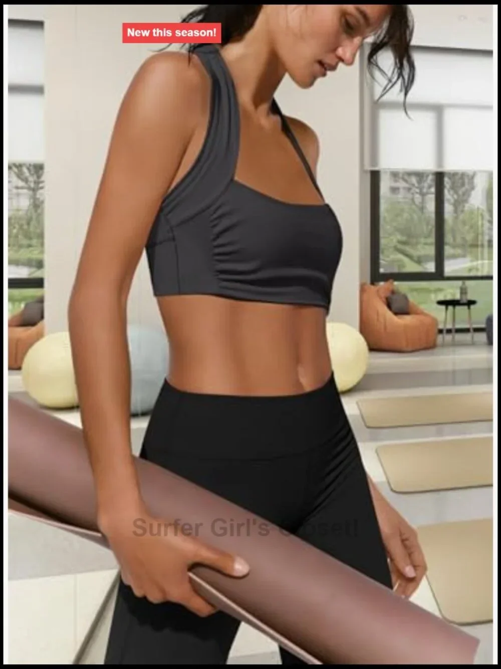 Halter Sports Bra Cropped Workout Top Medium Impact Pilates Bra Racerback Tank